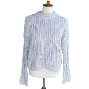 Happy x Nature Gray Open Knit Cropped Cable‎ Knit Sweater